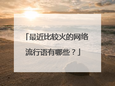 最近比较火的网络流行语有哪些？