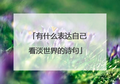 有什么表达自己看淡世界的诗句