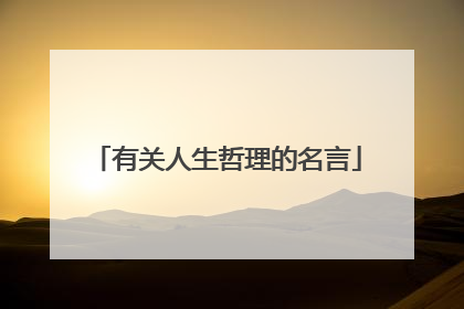 有关人生哲理的名言