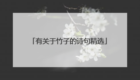 有关于竹子的诗句精选
