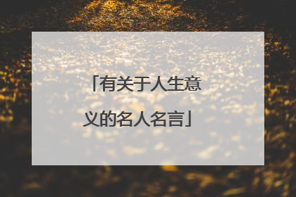 有关于人生意义的名人名言