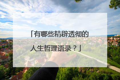 有哪些精辟透彻的人生哲理语录?