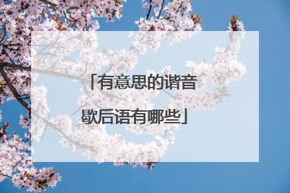 有意思的谐音歇后语有哪些