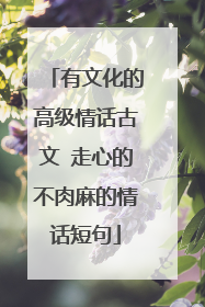有文化的高级情话古文 走心的不肉麻的情话短句