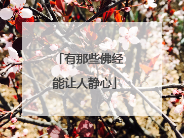 有那些佛经能让人静心