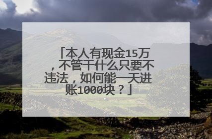 本人有现金15万，不管干什么只要不违法，如何能一天进账1000块？