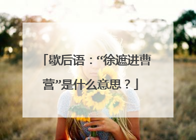 歇后语：“徐遮进曹营”是什么意思？