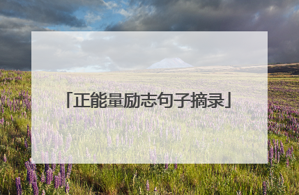 正能量励志句子摘录