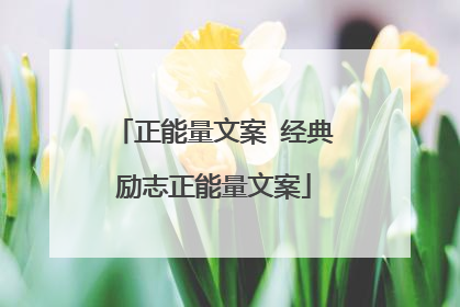 正能量文案 经典励志正能量文案