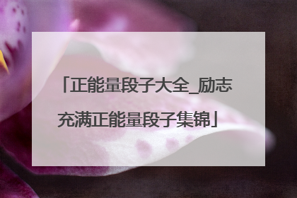 正能量段子大全_励志充满正能量段子集锦