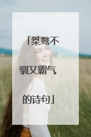 桀骜不驯又霸气的诗句
