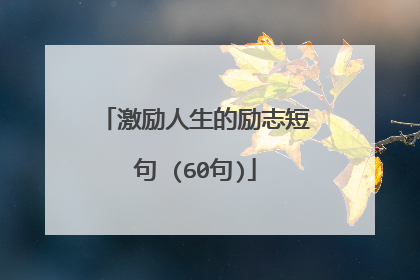 激励人生的励志短句 (60句)