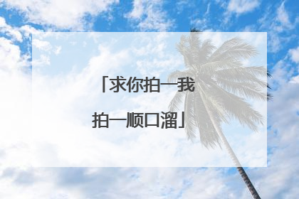 求你拍一我拍一顺口溜