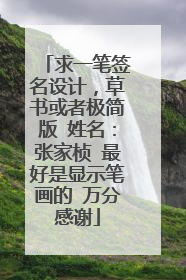 求一笔签名设计,草书或者极简版 姓名:张家桢 最好是显示笔画的 万分感谢