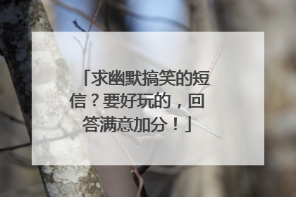 求幽默搞笑的短信？要好玩的，回答满意加分！