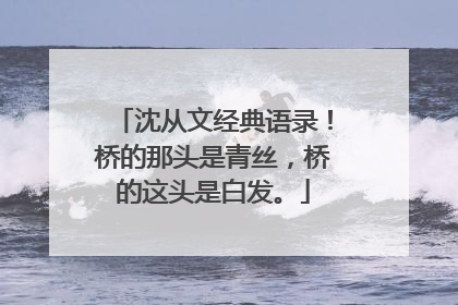 沈从文经典语录!桥的那头是青丝,桥的这头是白发。