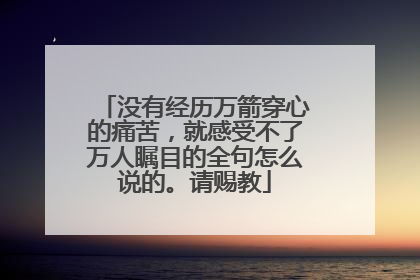 没有经历万箭穿心的痛苦，就感受不了万人瞩目的全句怎么说的。请赐教