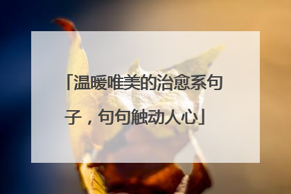 温暖唯美的治愈系句子，句句触动人心