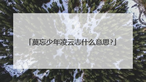 莫忘少年凌云志什么意思?