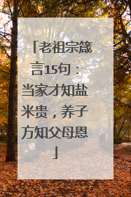 老祖宗箴言15句：当家才知盐米贵，养子方知父母恩