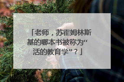老师，苏霍姆林斯基的哪本书被称为“活的教育学”？