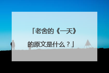 老舍的《一天》的原文是什么？
