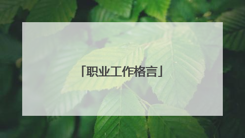 职业工作格言