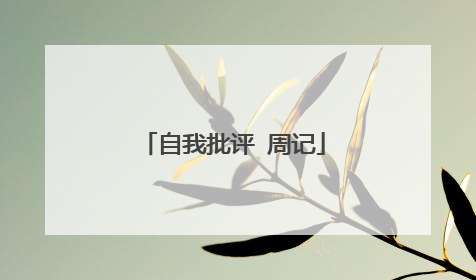 自我批评 周记