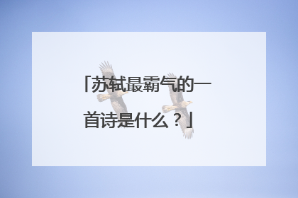 苏轼最霸气的一首诗是什么?