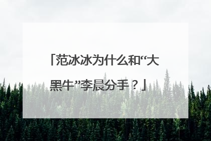 范冰冰为什么和“大黑牛”李晨分手?