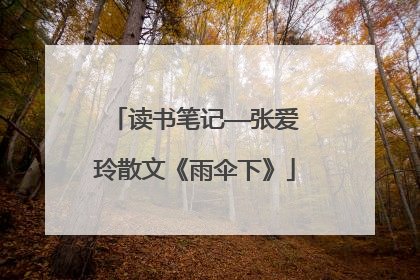 读书笔记——张爱玲散文《雨伞下》