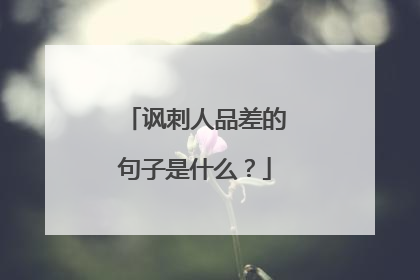 讽刺人品差的句子是什么？