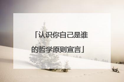 认识你自己是谁的哲学原则宣言