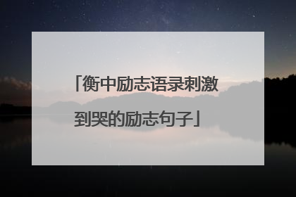 衡中励志语录刺激到哭的励志句子
