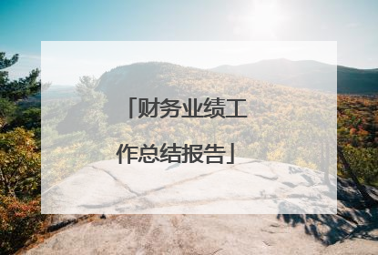 财务业绩工作总结报告