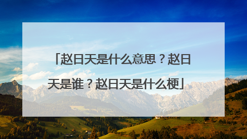 赵日天是什么意思？赵日天是谁？赵日天是什么梗