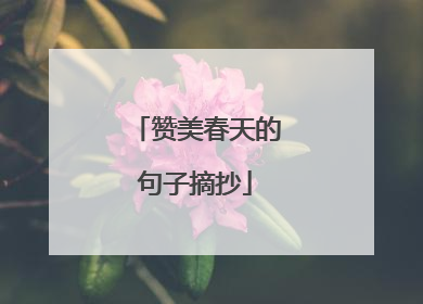 赞美春天的句子摘抄