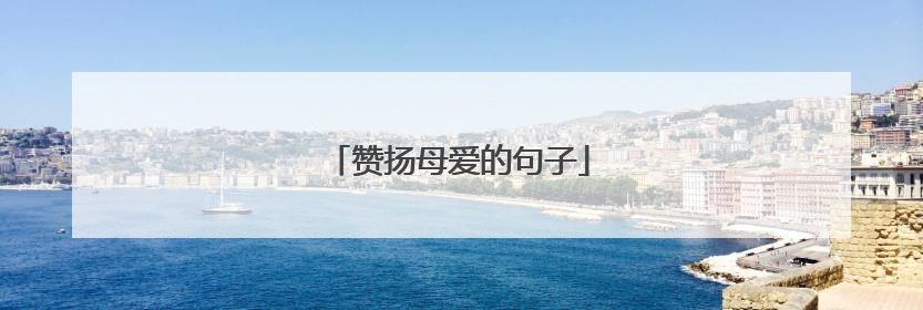 赞扬母爱的句子
