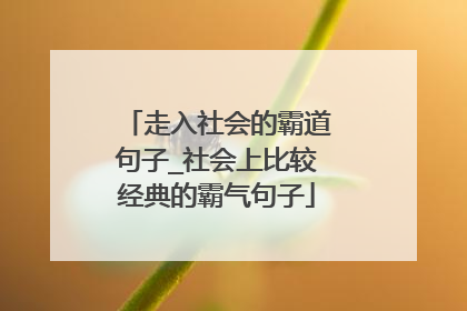 走入社会的霸道句子_社会上比较经典的霸气句子