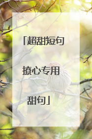 超甜短句 撩心专用甜句