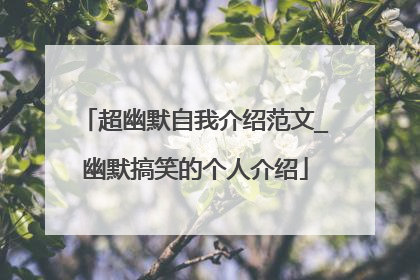 超幽默自我介绍范文_幽默搞笑的个人介绍