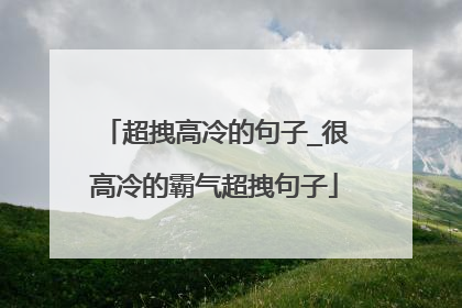 超拽高冷的句子_很高冷的霸气超拽句子