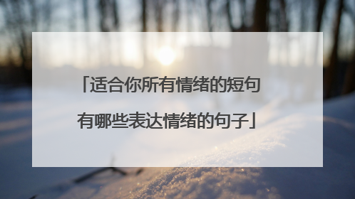 适合你所有情绪的短句 有哪些表达情绪的句子