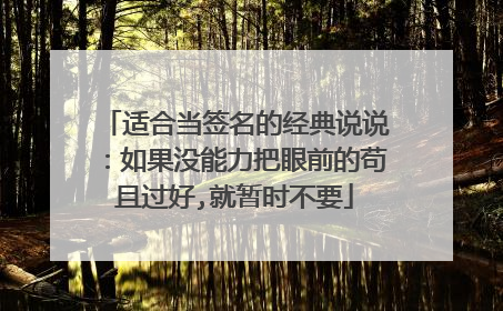 适合当签名的经典说说：如果没能力把眼前的苟且过好,就暂时不要