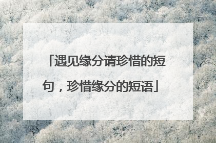 遇见缘分请珍惜的短句，珍惜缘分的短语