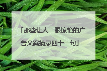 那些让人一眼惊艳的广告文案摘录四十一句