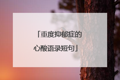 重度抑郁症的心酸语录短句