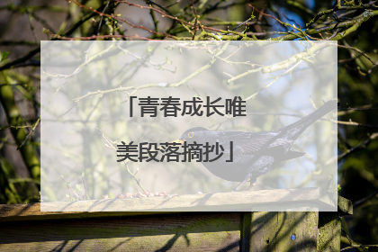 青春成长唯美段落摘抄