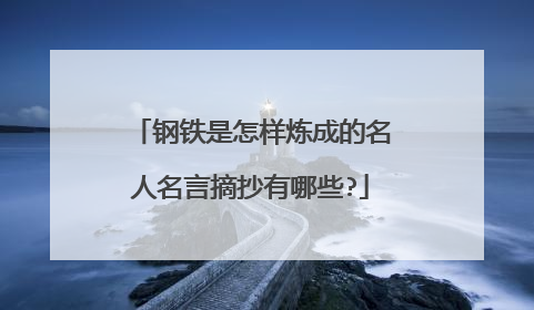 钢铁是怎样炼成的名人名言摘抄有哪些?