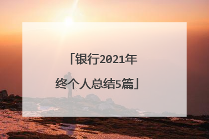 银行2021年终个人总结5篇